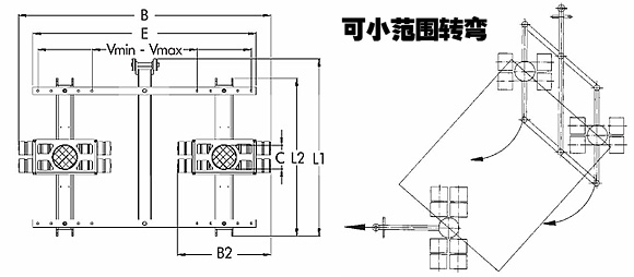 14噸JUNG帶框架組合式搬運小坦克尺寸圖