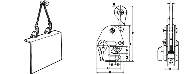 GL型橫吊鋼板鉗使用圖片/尺寸圖：龍海起重工具